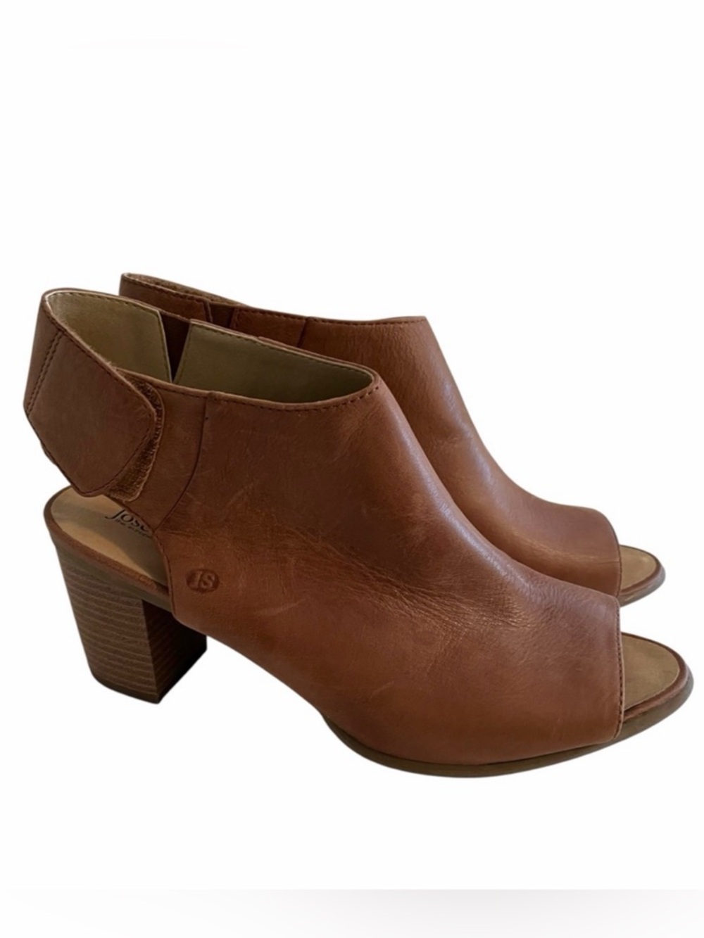 Josef Seibel "Bonnie" Brown Leather Open Toe Block Heel Bootie 41(10-10.5) NEW